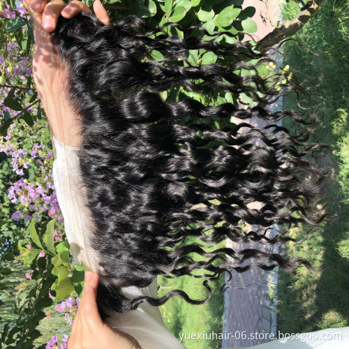 Thick Bottom Human Hair 10A Hair Weft, Water Wave 8-30 Inch Wet And Wavy Bundles With Closure